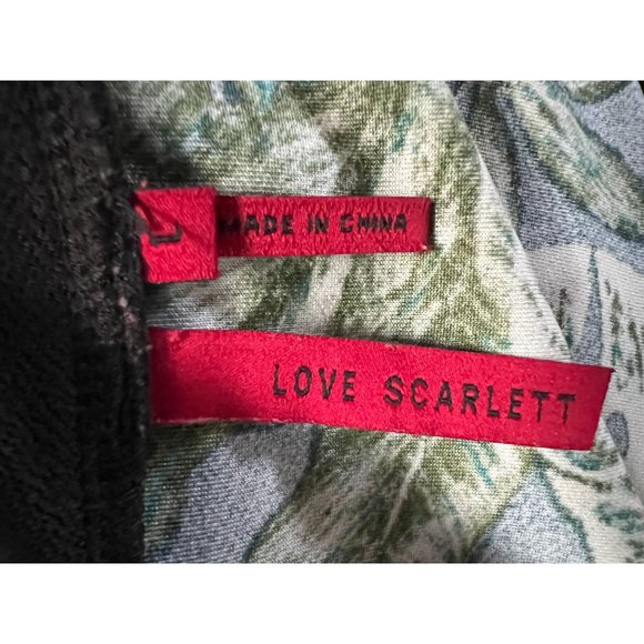 Love Scarlett Zip Front Leaf Pattern Top Size Large Blue, Green Polyester Blend - Picture 12 of 16